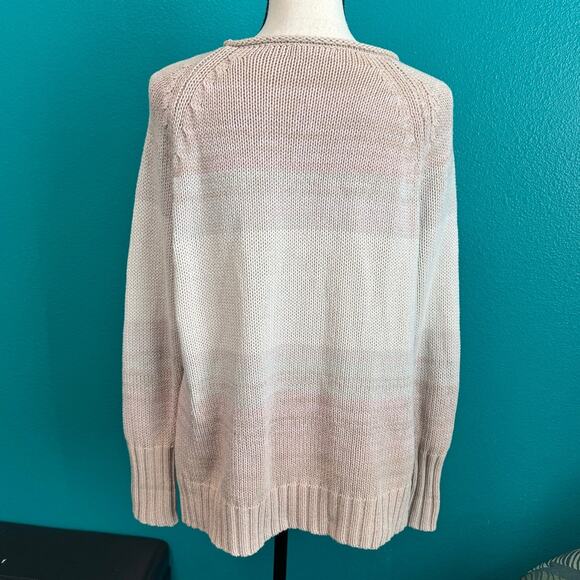 Chaps Cream Ombre Knit Long Sleeve Cable Knit Sweater Women's Medium - Picture 4 of 9